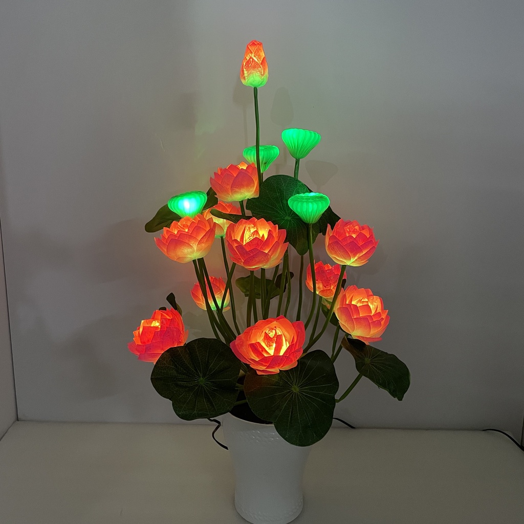Hoa Sen Trang Trí - Hoa Sen Giả Có Đèn Sáng Trang Trí Cao 80cm - Hoa Có Điện