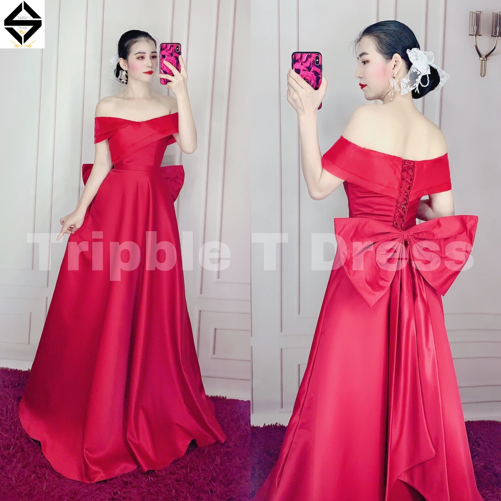 Đầm maxi mặc cưới TRIPBLE T DRESS nơ lưng rời cho dâu xinh đi bàn nhẹ nhàng - size S/M/L - MS170Y