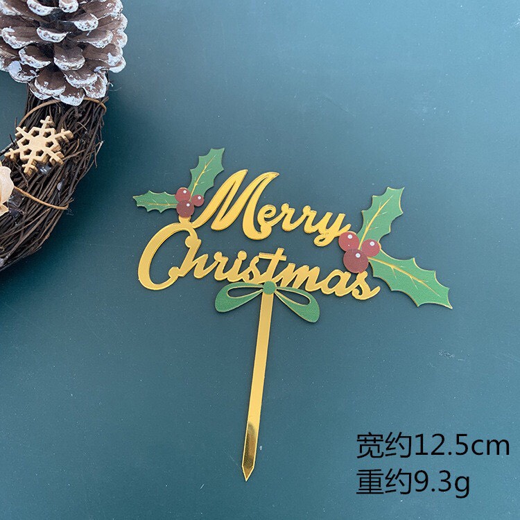 Que cắm mica, topper cake trang trí bánh chủ đề Noel/Christmas