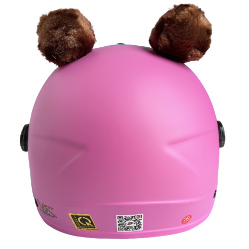 Mũ bảo hiểm trẻ em có kính - V&S Helmet - VS103KS - Gấu hồng phấn tai thú - Dành cho bé từ 2 đến 6 tuổi - size 50-52cm