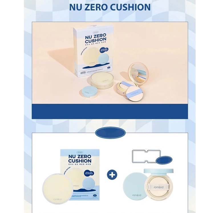 [Set 2 Hộp] Phấn Nước Che Phủ Hoàn Hảo, Mỏng Nhẹ Tự Nhiên Romand Milk Grocery Nu Zero Cushion Mini