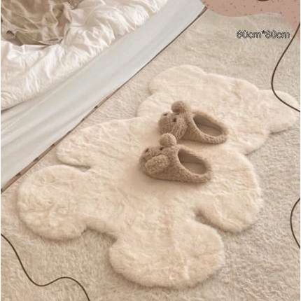 Thảm trải sàn lông thỏ hình gấu decor nhà phong cách Hàn Quốc 2 kích thước
