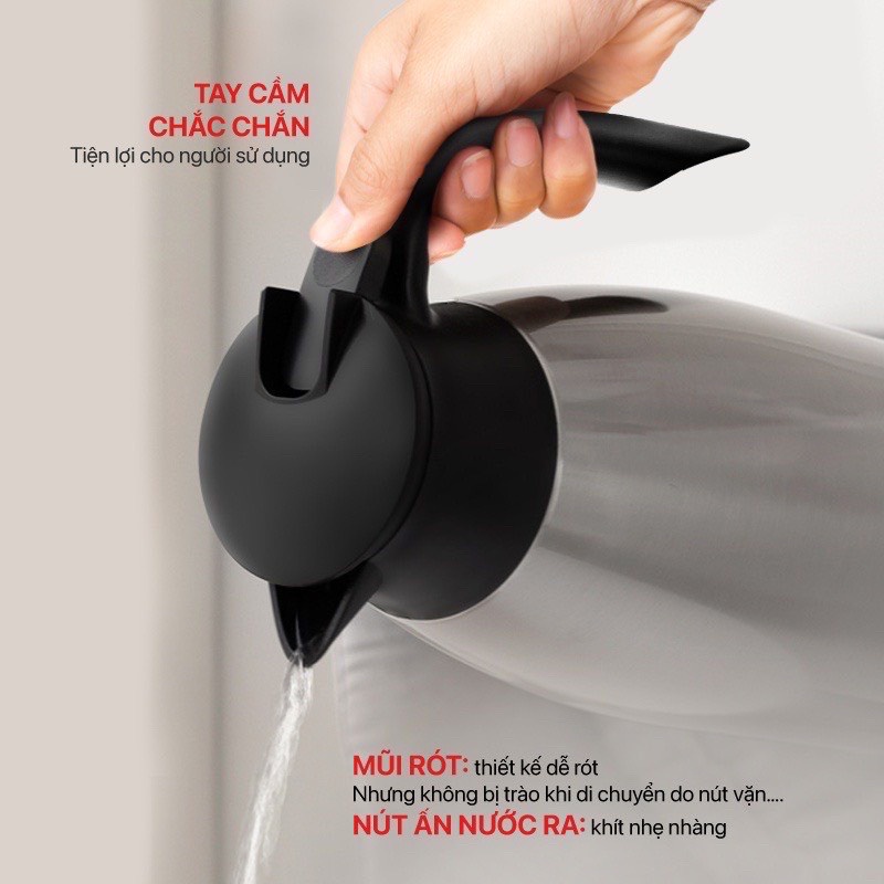 Bình Giữ Nhiệt Gia Đình Inox 304 Elmich EL-3689, EL-3690 Thể Tích 1500ml, 2000 ml
