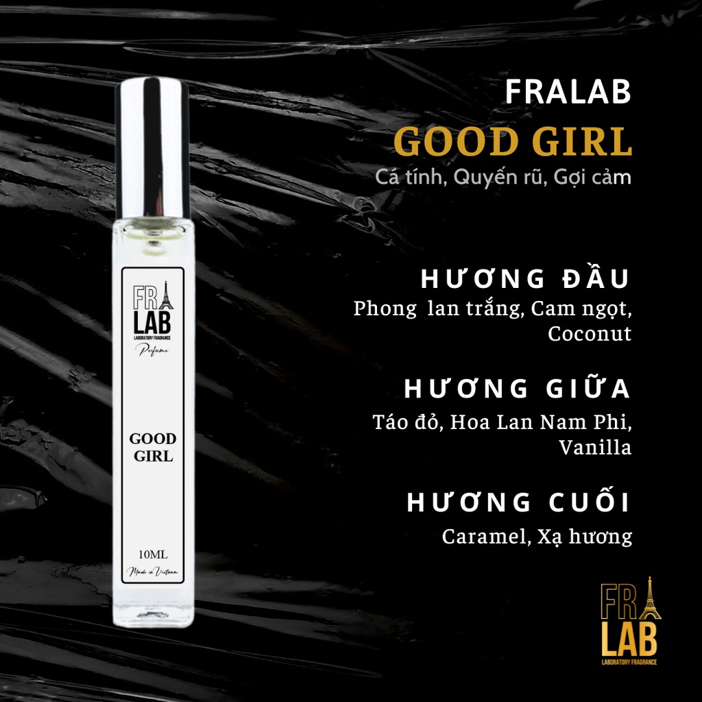 Tinh Dầu Nước Hoa Nữ Fralab Good Girl Cá Tính, Ngọt Ngào, Gợi Cảm 10ml - Dạng Xịt Tiện Lợi