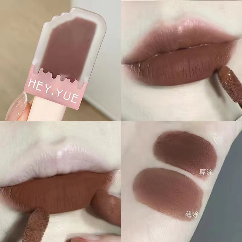 Heyyue Son Kem Lì Màu Đỏ Mượt Như Nhung Thiết Kế Hình Que Kem Nhỏ Xinh Màu Sắc