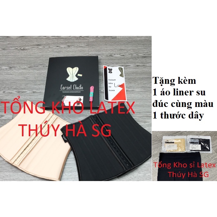 Đai nịt bụng Latex Corset giảm mỡ 25 xương (tặng kèm áo liner su đúc và 1 thước dây) - Gen nịt bụng cao cấp hy lạp