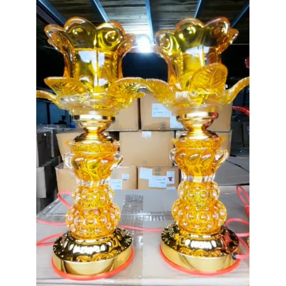 (Hàng Loại 1) ĐÈN THỜ 2 CẦU ST MỚI 1 BÔNG cao 30cm ( 1 đôi)