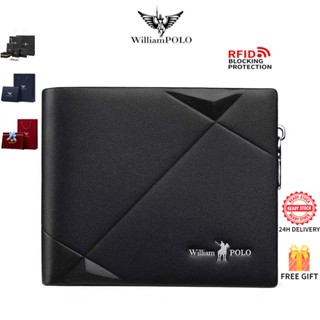  Ví Nam Da Thật WILLIAM POLO Đa Năng Nhiều Ngăn - Ví Ngắn Chống Trộm Thẻ Có Khóa Kéo Đựng Tiền Xu Men's Genuine Leather Wallet Large Capacity RFID Blocking Multi Functional Short Wallet Zipper Coin Pocket 