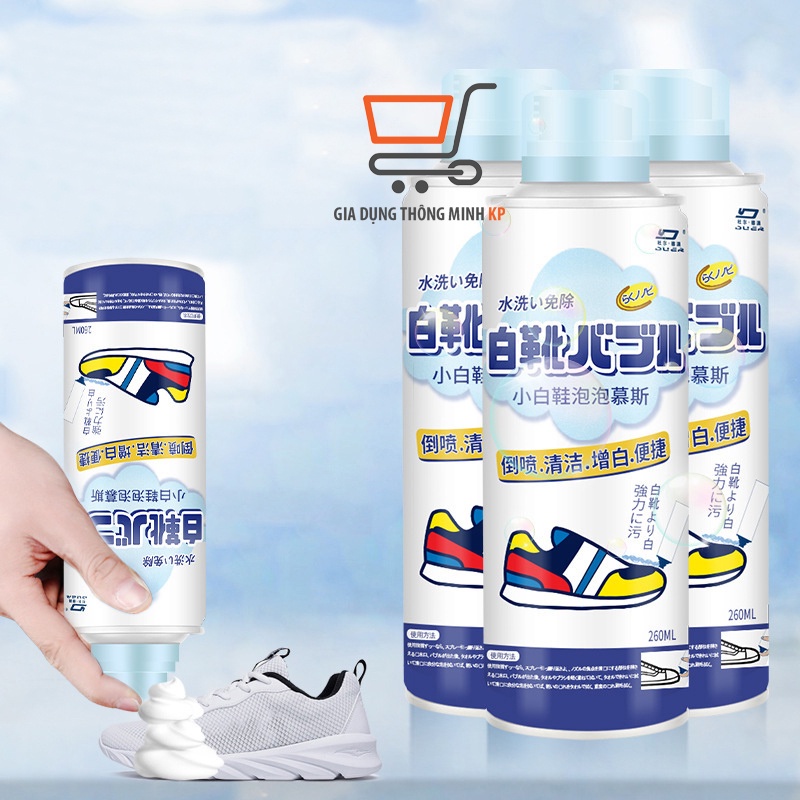 KEM GIẶT KHÔ GIÀY NHẬT BẢN - Chai Xịt Bọt Làm Sạch Giày Chuyên Dụng Công Nghệ Nhật Bản