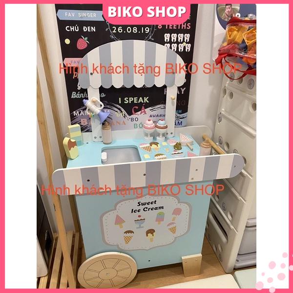 Đồ chơi xe đẩy bán kem cỡ lớn bằng gỗ cho bé - Biko Shop