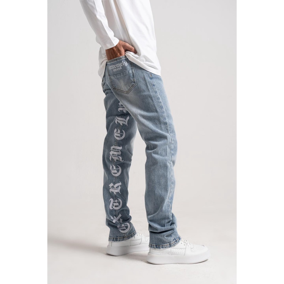 Quần Jeans Amand Black Letter Printed Jeans