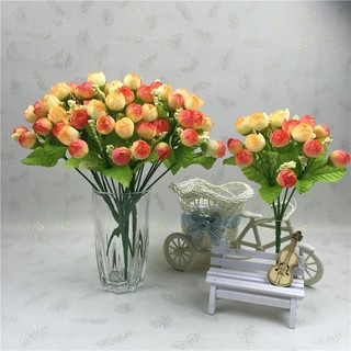 Hồng nụ nhỏ 15 đầu vi066 cao 24 cm , hoa giả trang trí