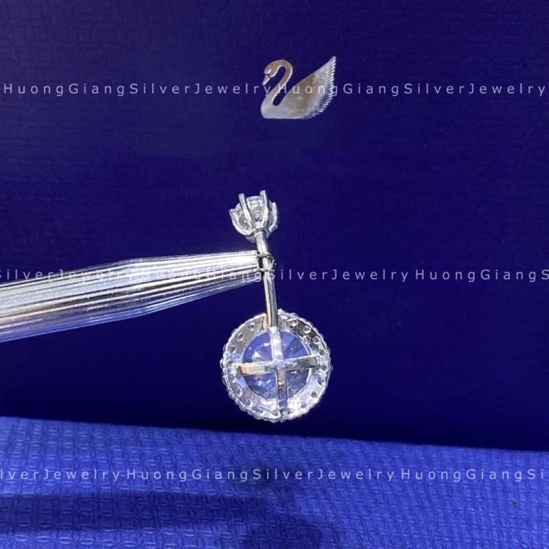 Khuyên rốn Đá Tròn Bạc s925 xi kim  - HuongGiangSilver