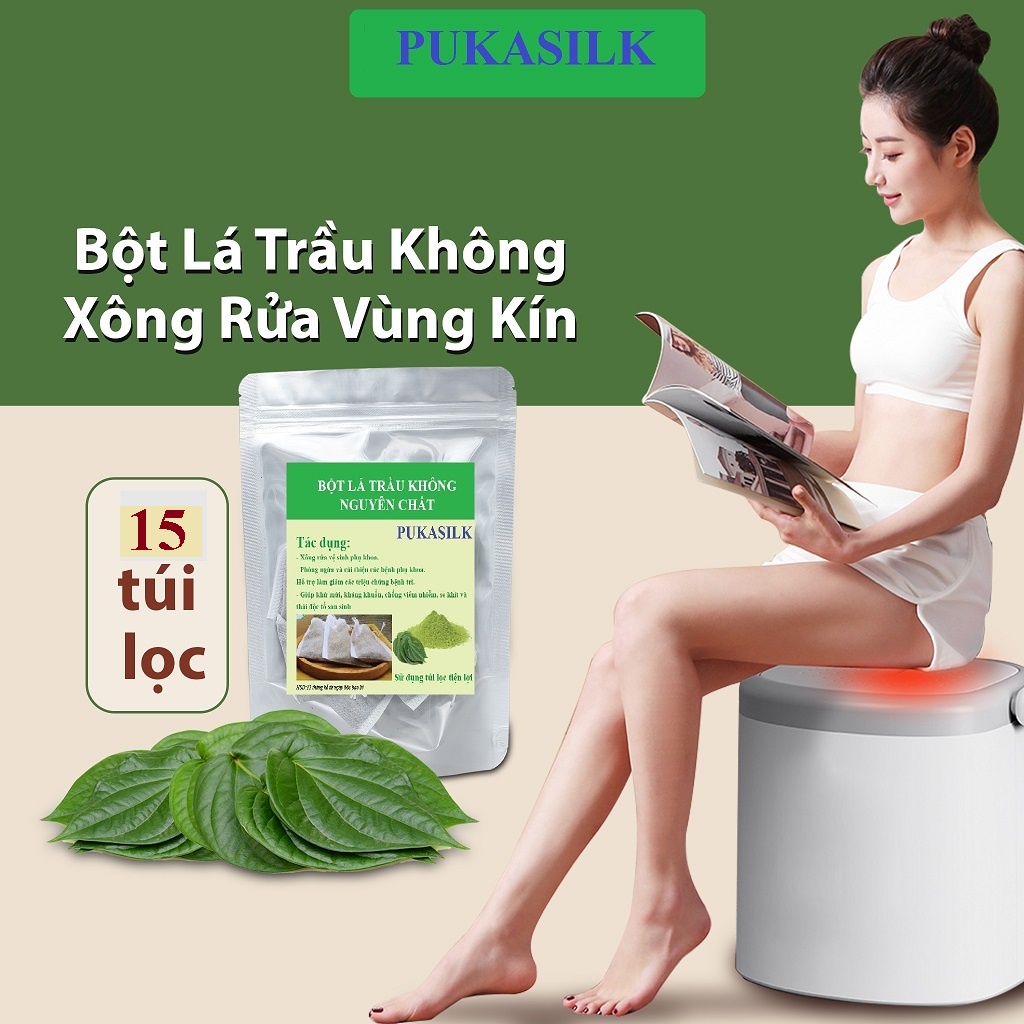 Bột lá trầu không xông vùng kín dạng túi lọc- Pukasilk