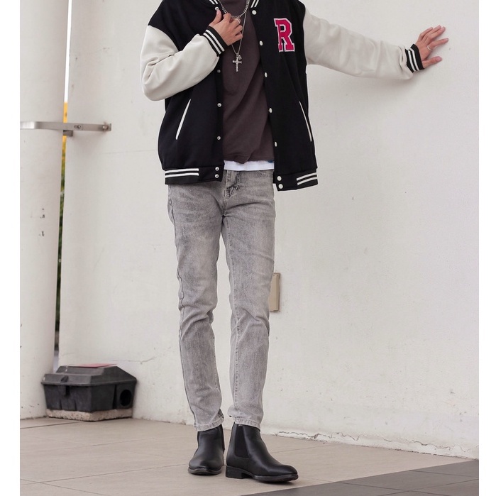 Quần jean nam co giãn slimfit màu xám pon.mens