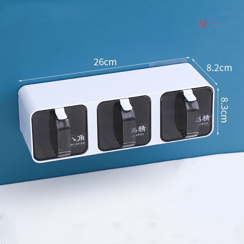 Set Hộp Nhựa Đựng Gia Vị MSG Dạng Ngăn Kéo Gắn Tường Phong Cách Mới Kèm Muỗng Cho Nhà Bếp