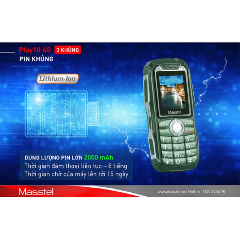 Điện thoại Masstel Play 10 4G pin Siêu trâu, loa cực lớn - Hàng chính hãng