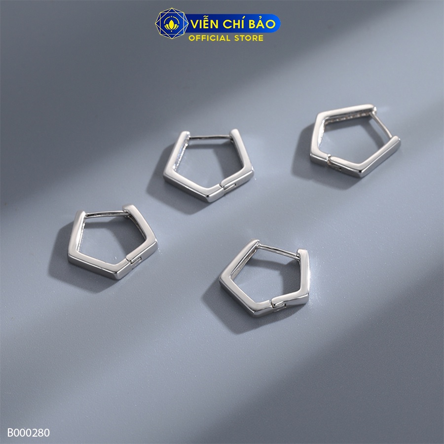 Bông tai ngũ giác đính đá chất liệu bạc Thái 925 thời trang phụ kiện trang sức nữ Viễn Chí Bảo B000280