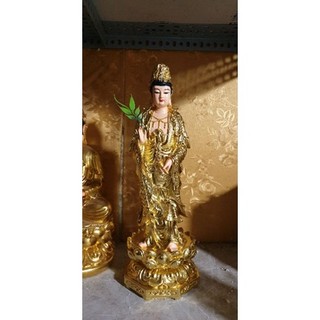 Tượng Quan Âm bồ tát đứng 50cm dát vàng
