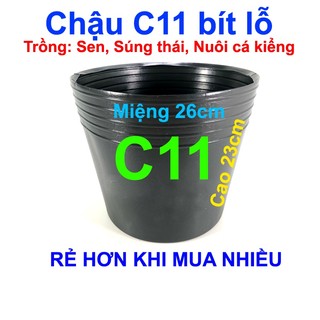 Chậu nhựa trồng cây C11 bít lỗ chậu trồng sen mini, nuôi cá
