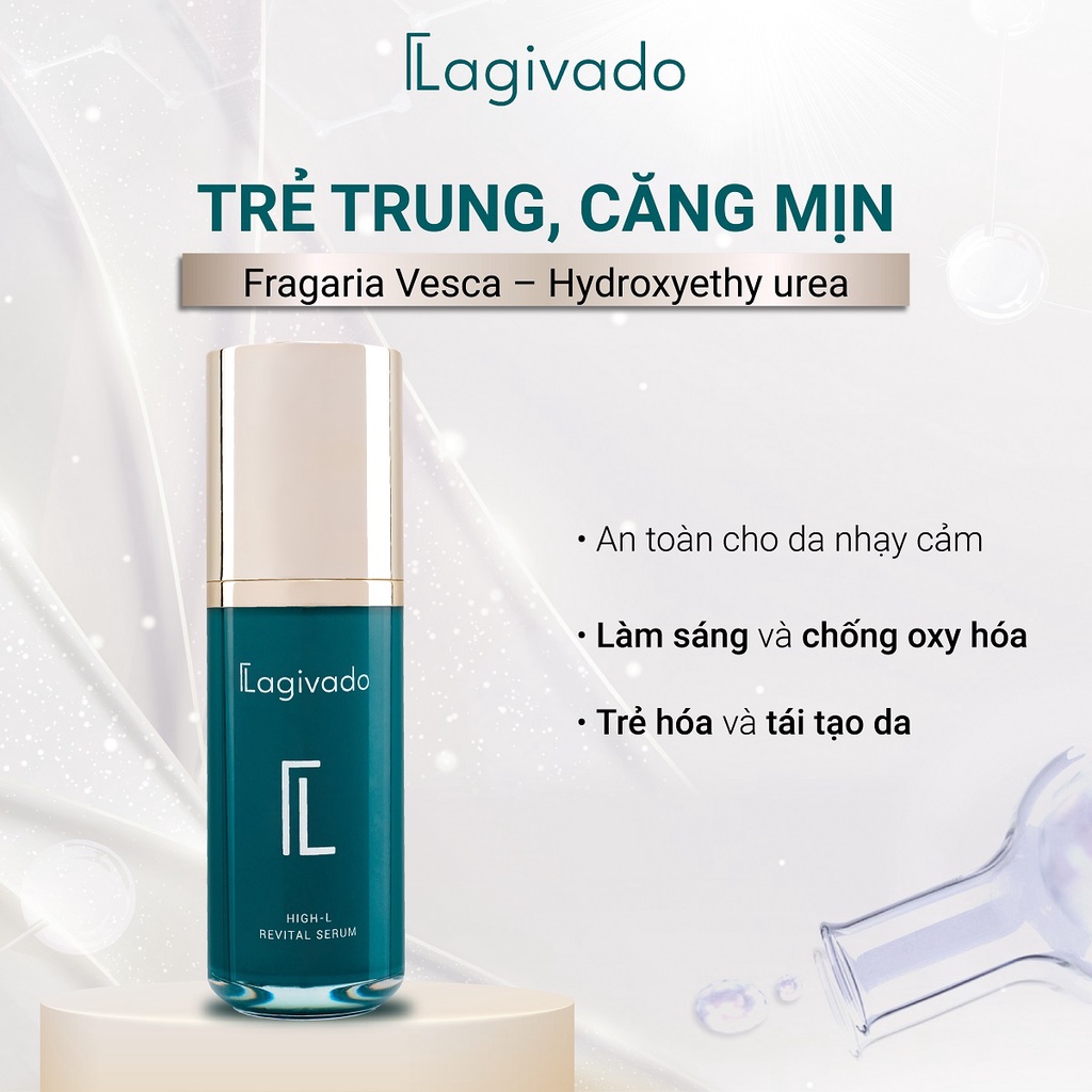 Bộ đôi dưỡng trắng da, mờ thâm nám và đốm nâu Lagivado High-L Revital (serum 50 ml + cream 50g)