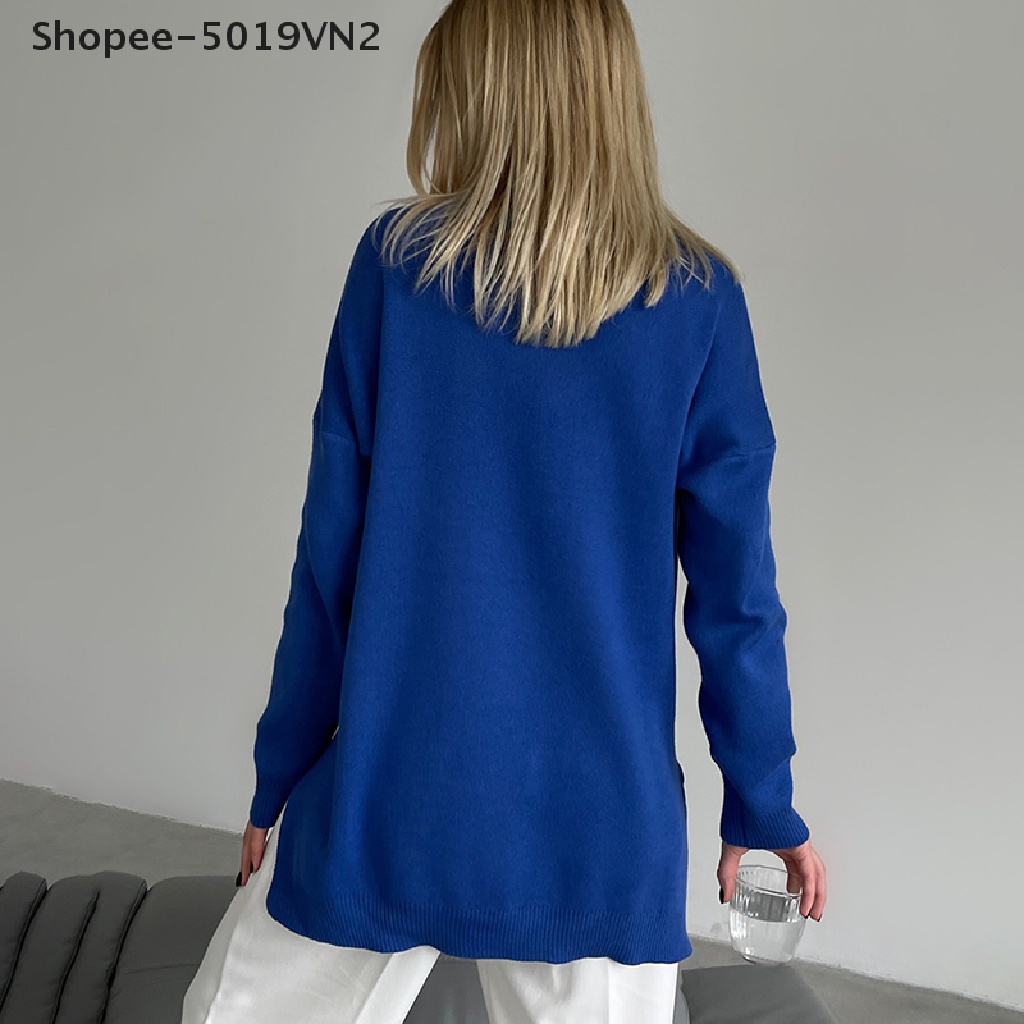 Áo sweater Dệt Kim Cổ Lọ Xẻ Tà Màu Xanh Lá Cây Ấm Áp Thoải Mái Thời Trang Thu Đông [Đông]