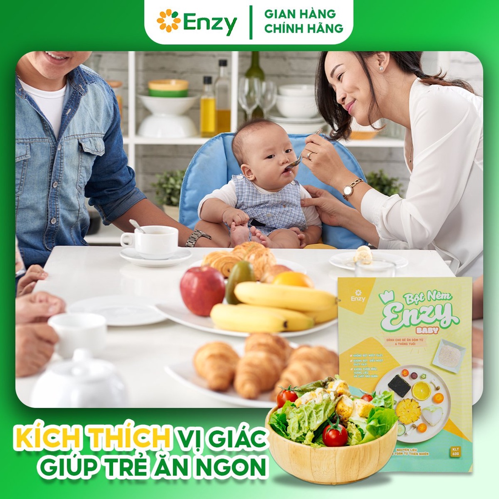 Combo 3 gói hạt nêm ăn dặm Enzy Baby, thuần tự nhiên không bột ngọt cho bé