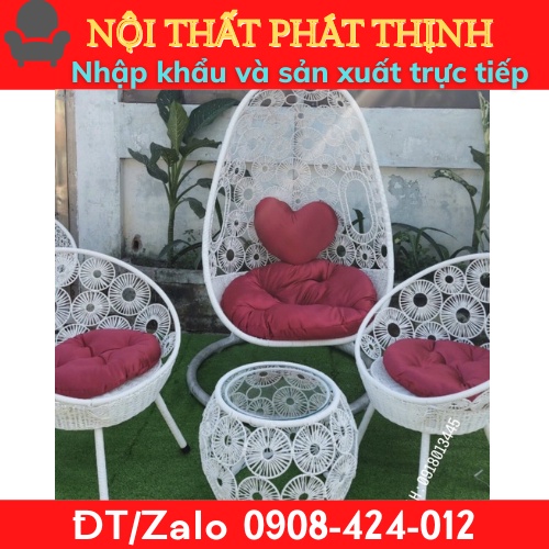 Bộ bàn ghế xích đu sân vườn , ban công giả mây