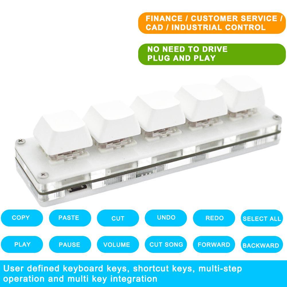 Bàn Phím Mini Macro 5 Nút Bấm Màu Đỏ Dành Cho Game Thủ E5D7