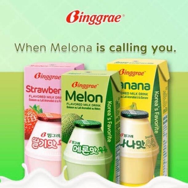 Sữa Binggrae Hàn Quốc vị Dưa lưới - Chuối - Dâu LẺ 1 HỘP