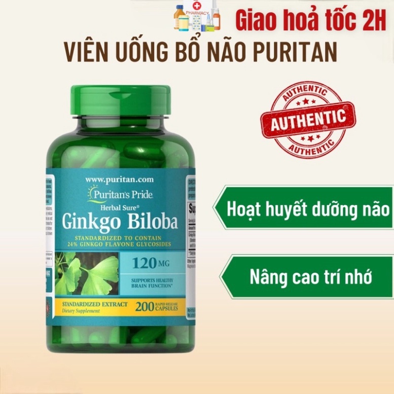 Viên Uống Tăng Tuần Hoàn Não Ginkgo Biloba 120mg 100 viên Puritan's Pride -Chính Hãng
