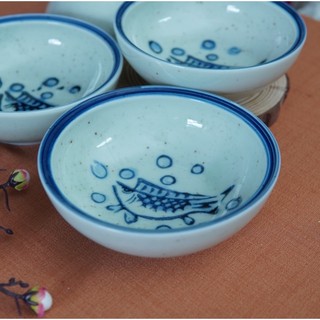 Bộ 4 Chén Sứ Hình Cá - Gốm Sứ Nhật Bản