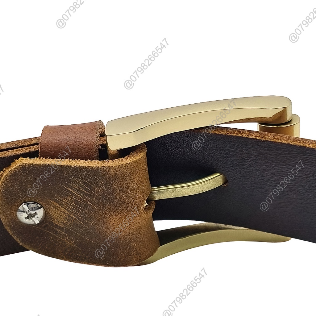 Thắt lưng nam da bò sáp DHM-038 | Mặt khoá kim đầu đồng nguyên khối xoay 360 | Bảo hành 12 tháng
