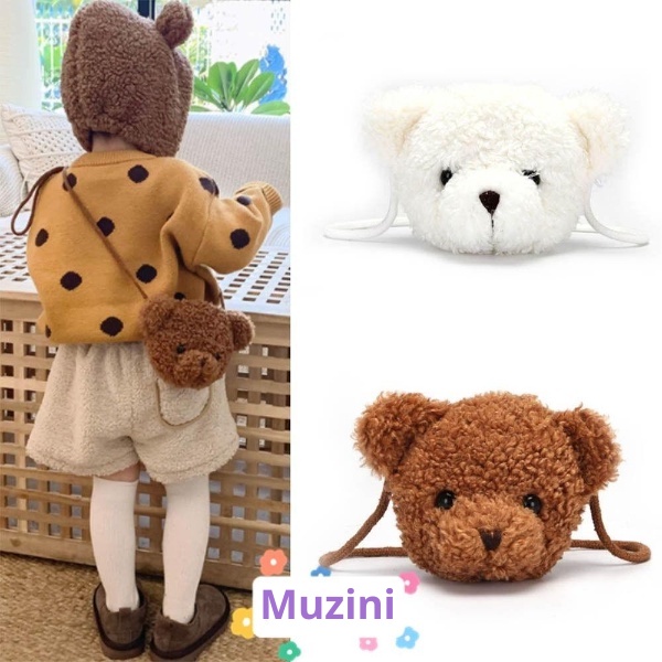 Túi đeo chéo hình gấu bông hoạt hình đáng yêu thời trang dành cho nữ dễ thương Muzini TC02