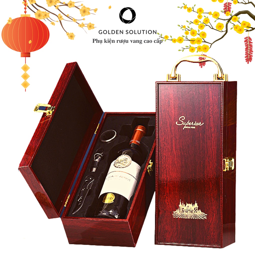 Hộp Rượu Vang, Hộp Đựng Rượu Vang Gỗ Sơn Mài Đơn GDS