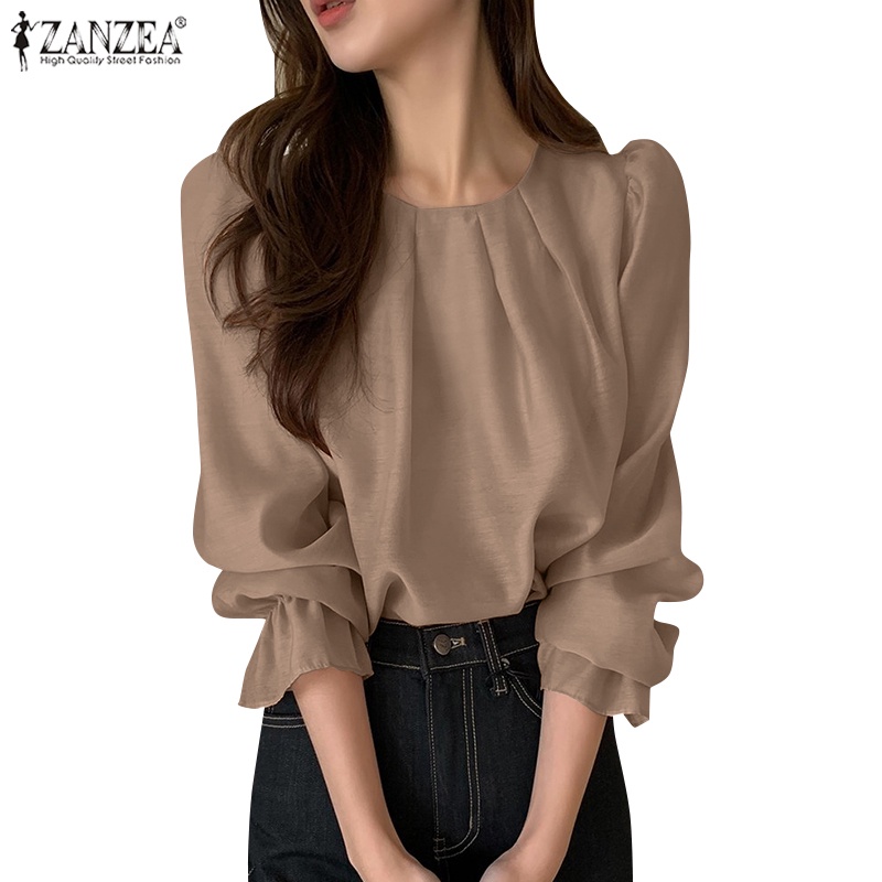 Áo kiểu ZANZEA tay phồng dài thời trang dành cho nữ