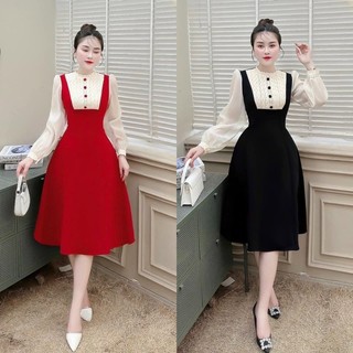 Váy nhung phối ren sang chảnh
