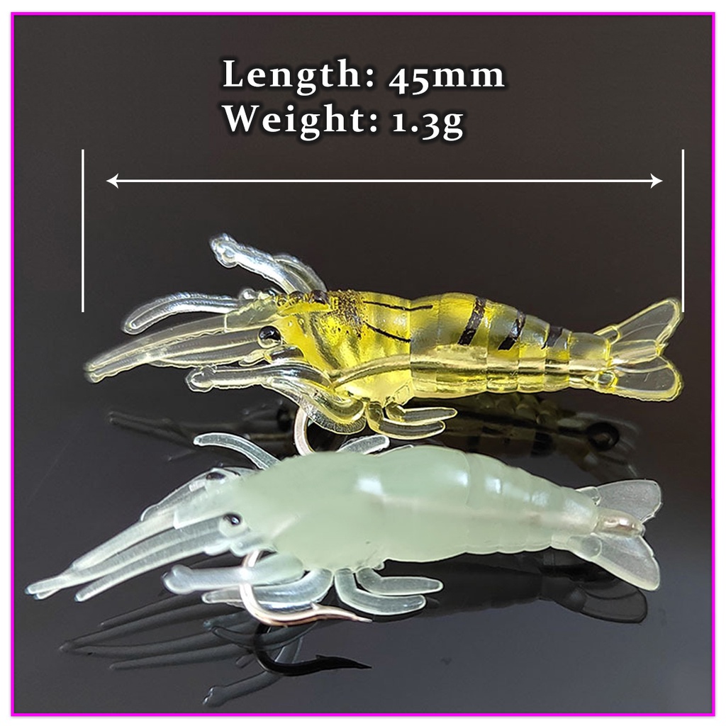 Set 10 Mồi Câu Cá Giả Hình Tôm Mềm Mại 45mm