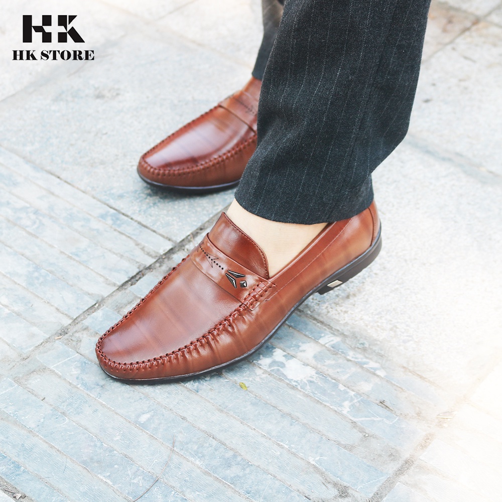 Giày lười nam da bò cao cấp mềm nhẹ - kiểu dáng lịch sự - hàng chính hãng HK.STORE - giày siêu chất và siêu nhẹ
