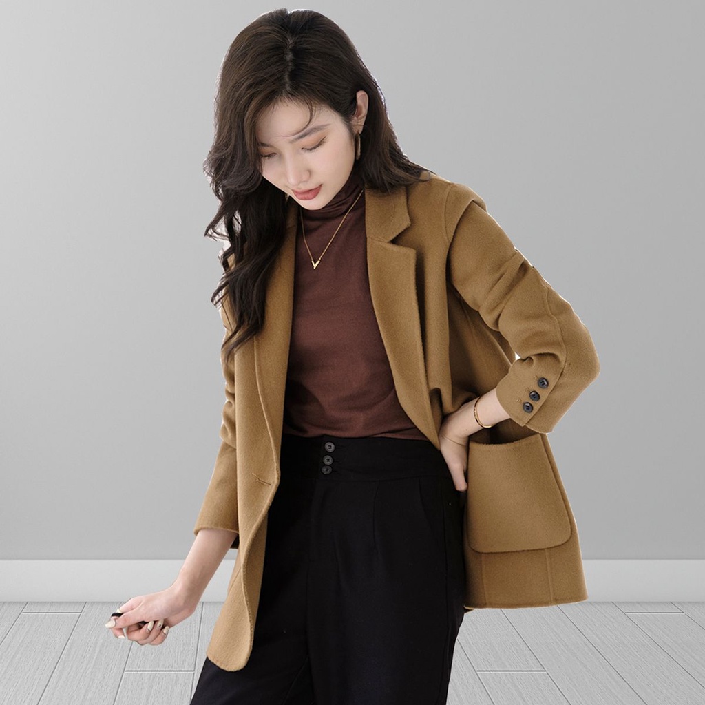 Áo Khoác Len Cao Cấp Dáng Ôm Ngắn Thời Trang Thu Đông 2022 Dành Cho Nữ