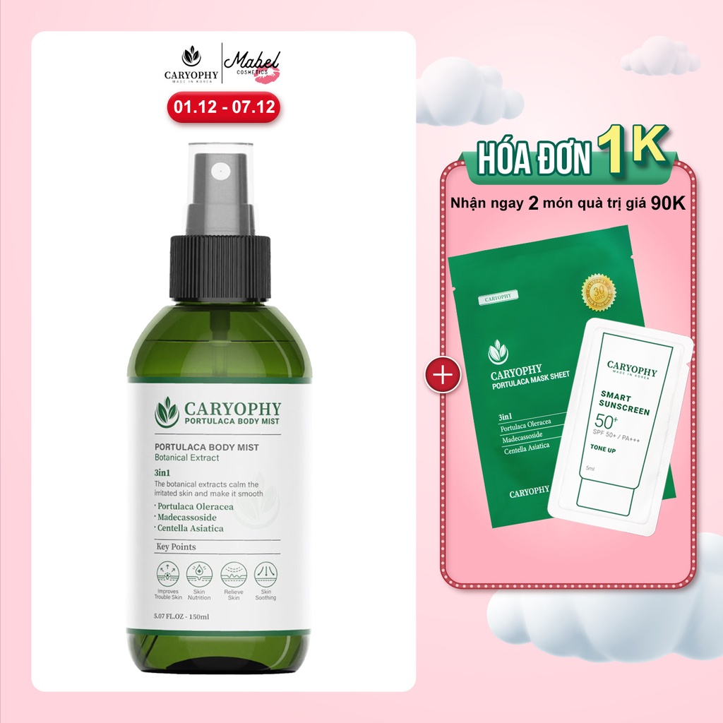 Xịt mụn lưng Caryophy portulaca body mist 150ml