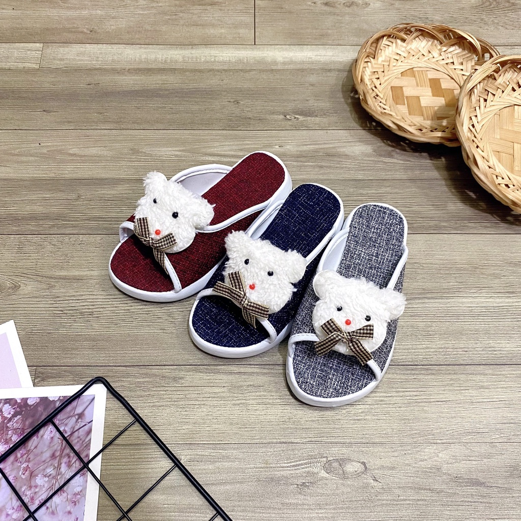 Dép quai ngang cho bé đế xuồng thời trang hình gấu cute 3 màu xinh xắn - TT469
