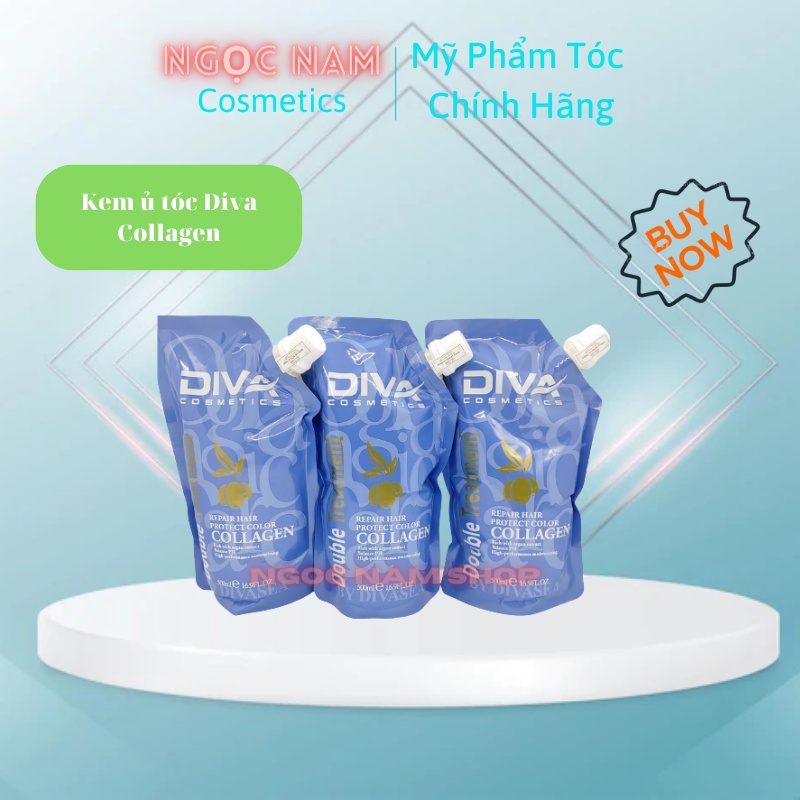 Kem Hấp Ủ Tóc Phủ Lụa Diva Collagen- Phục Hồi Tóc Hư Tổn 500ML