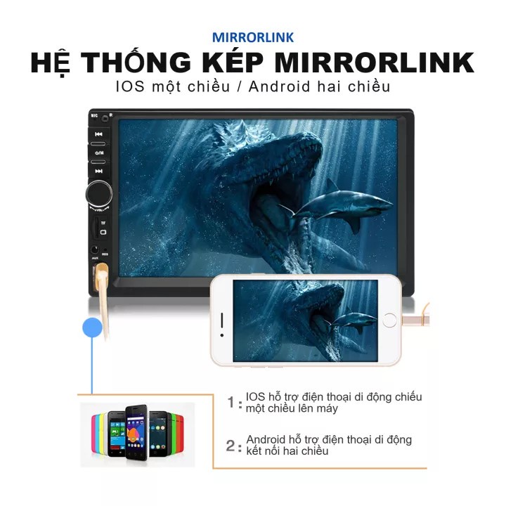 Máy Nghe Nhạc MP5 , màn hình android ô tô 7inch 7018B 7 Đôi 2 Din Xe Đài Stereo FM Màn Hình Cảm Ứng Bluetooth MP5 Player