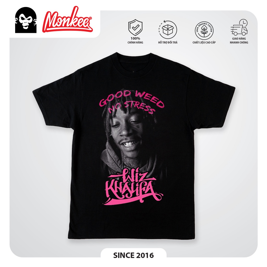 áo local brand chính hãng Monkee Wiz Khalifa Good Weed No Stress cotton 100% form rộng