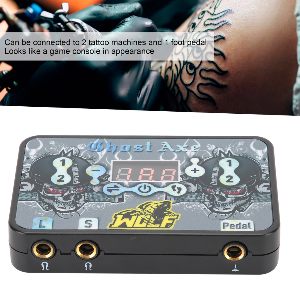 [Hàng Sẵn] Bộ cấp nguồn hình xăm Màn LCD 3 lỗ Kiểu dáng Bàn đạp chân Máy mô kép Nguồn điện 90‑265V【Fluorine073】