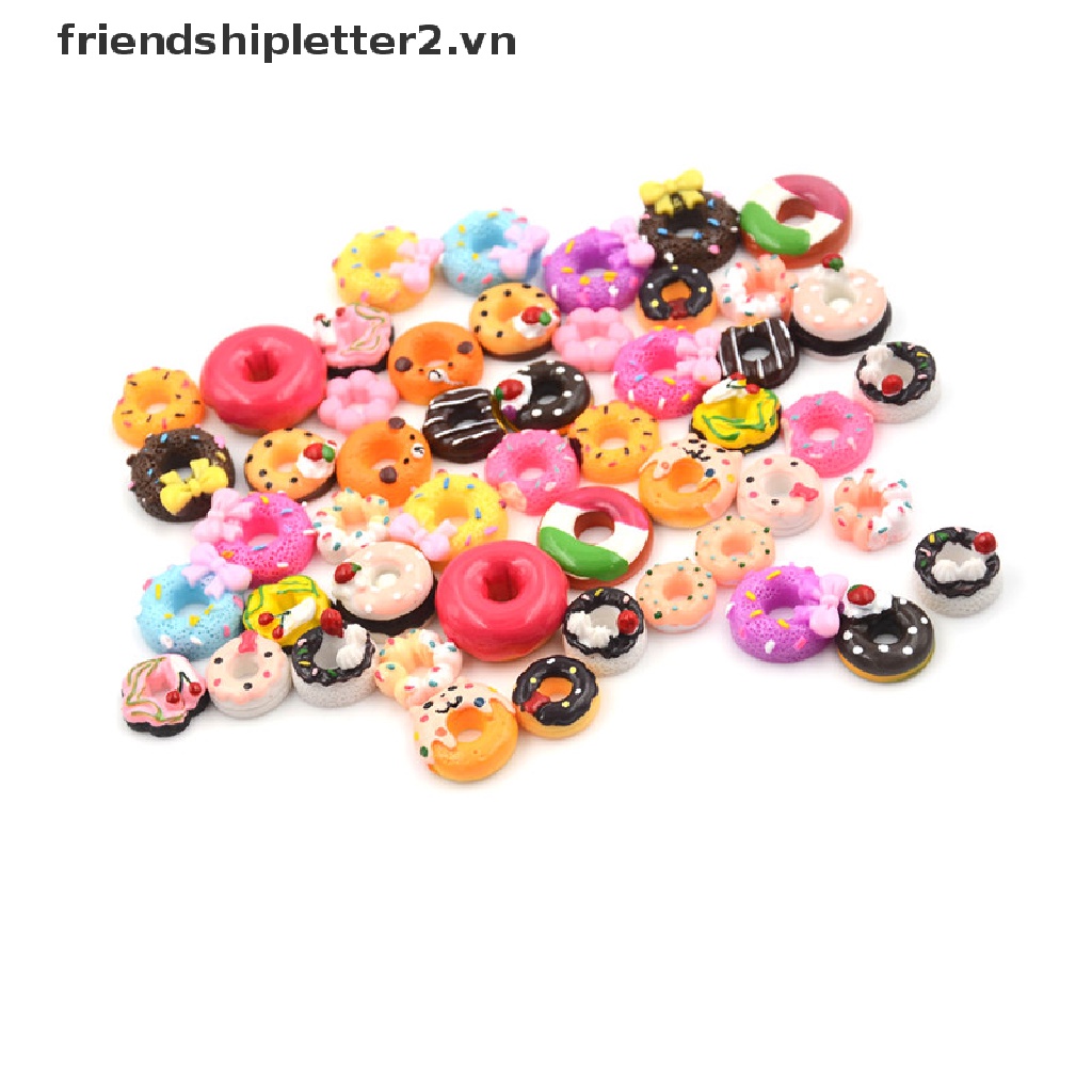 [Phụ Kiện] Set 10 Mô Hình Bánh Donut Bằng Nhựa Resin Đáng Yêu Trang Trí Điện Thoại Nhà Búp Bê DIY