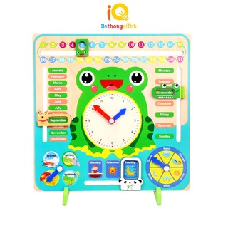 Đồ chơi đồng hồ ếch gỗ đa năng cho bé xem thời gian và thời tiết tiếng Anh BeThongMinh - Đồ chơi thông minh cho bé