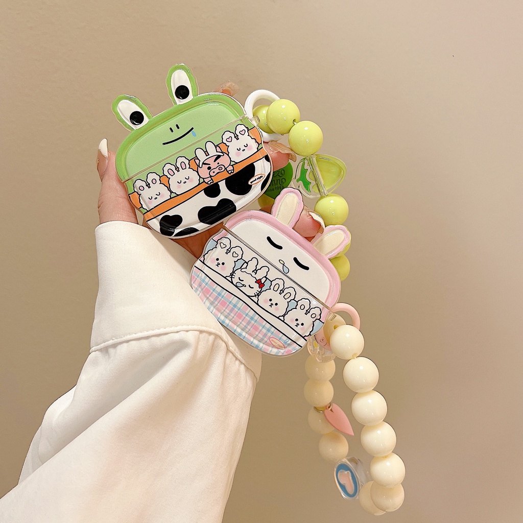 Vỏ Bảo Vệ Hộp Sạc Tai nghe không dây AirPods 1 2 3 Pro2 2022 Bằng Tpu Mềm Trong Suốt Hình Thỏ / Ếch 3D Dễ Thương