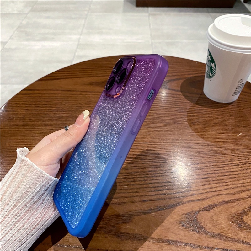 Ốp Điện Thoại iPhone 14 13 12 11 Pro max 14 plus case ốp lưng iphone 14 13 12 11 promax Silicon Trong Suốt Chống Sốc Màu gradient Lấp Lánh Sang Trọng Cho iP 14 13 12 11Pro Max 14 Plus